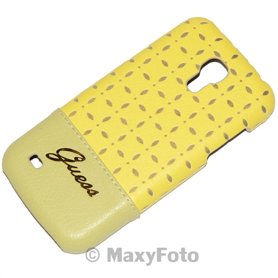 GUESS CUSTODIA HARD CASE ORIGINALE SAMSUNG GIALLA GALAXY S4 MINI I9190 I9195 NEW - Immagine 1 di 4