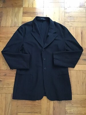 Blazer sin estructura Armani Collezioni 44R negro a rayas 3 Btn, mezcla de lana, defecto Foto 1 de 4