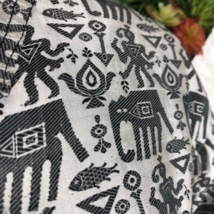 Hieroglyphics Silk Jacquard Blazer Blouse Vintage Chico's Design Size M - Picture 1 of 9