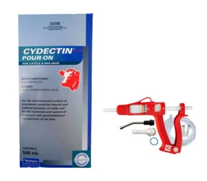 Cydectin Pour On Wormer with 30ml Gun Cattle Red Deer Eqvi Top Dec Moximax Maxim - Picture 1 of 9