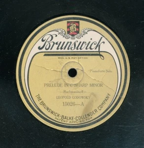 78tk-piano-BRUNSWICK 15026-Leopold Godowsky-(Prelude in C sharp minor/Black Keys - Picture 1 of 2