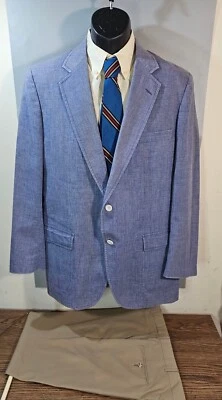 VTG John Alexander Blue Cotton Summer Jacket 42L & Tailor's Bench Slacks 36×31  - Image 1 of 4