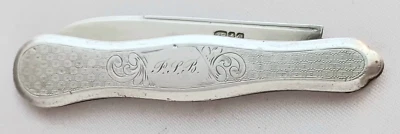 Cuchillo plegable de frutas Gorham Coin de plata - mono'd Foto 1 de 4