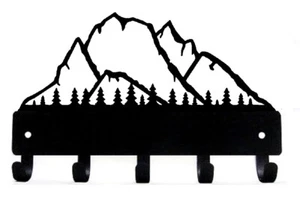 Mountain Landscape 6 in. Small Wall Key Rack Holder Made in USA Storage 5 hooks - Picture 1 of 5