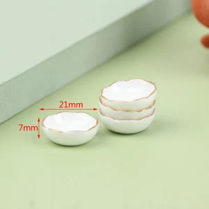 4pcs 1:12 Dollhouse Miniature White Ceramics Bowl Dishes Meubles de cuisine - Picture 1 of 12