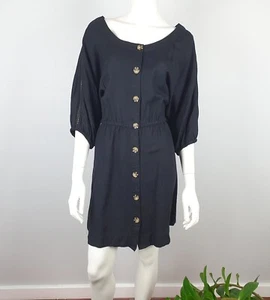 Target Preview Size 18 Linen Blend Dress Round Neck Half Sleeve Elastic Waist - Bild 1 von 11