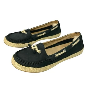 Ugg Australia Women's Black Chivon Leather Moccasin Flat Shoes Size 5.5 1004111 - Picture 1 of 7