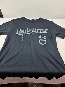 Under Armour Mens UA Baseball T-Shirt Black Size L Large 1377613-001 NWOT - Picture 1 of 7
