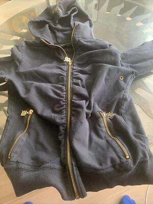 BCBG Max Sudadera con Capucha Mujer Talla Mediana Negra Bling B Cremallera Completa Chaqueta Foto 1 de 4