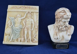 Herakles Büste plus Herkules Held mit Muse Urania Skulptur Relief Skulptur - Bild 1 von 1