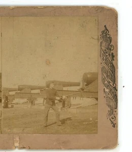 Soldat Militär stehend Artillerie Geschütze Stereoview - Bild 1 von 4