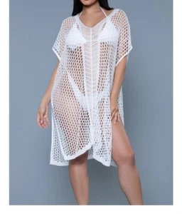 Crochet Beach Coverup Dress “ White “ Size S/M - Picture 1 of 3