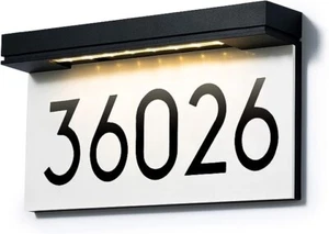 LED Solar House Address Number Sign 3000k Warm White Waterproof Sign w/ Letters - Picture 1 of 6