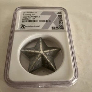 Palau Silber 2018 1 Oz. 5 $ Münze Twinkling Star Antique Finish NGC MS70. - Bild 1 von 2