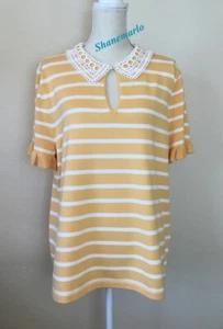 NWT Karl Lagerfeld Striped Knit Short Sleeve Sweater Top Blouse - Picture 1 of 7