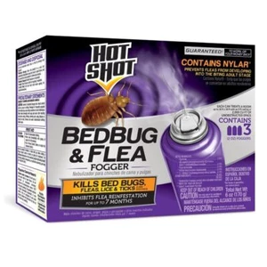Hot Shot HG-95911 3 Pack 2 oz Bedbug Flea Lice & Tick Room Fogger - Picture 1 of 4