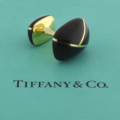 Gemelos individuales para hombre Tiffany & Co. oro amarillo de 18 quilates y ónix negro uno solo Foto 1 de 4