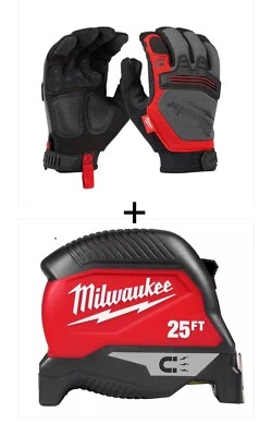 Milwaukee  Impact Demolition Gloves XL plus 25 ft. Compact Magnetic Tape Measure - Image 1 of 4