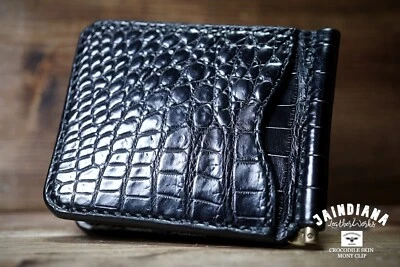 Crocodile Leather Money Clip / Hand Sewing Hand made/ From Japan - Image 1 of 4