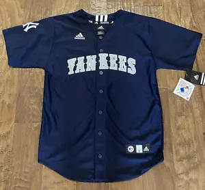 New York Yankees MLB Large Adidas Jersey Shirt Blue New Youth - Picture 1 of 6