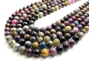 Cuentas redondas de piedras preciosas pulidas de zafiro rubí multicolor de alta calidad RN162B - Imagen 1 de 3