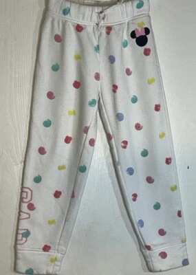 Baby Gap Little Girl Sz 5 Sweatpants French Terry White w/ Pastel Polka Dots EUC - Image 1 of 4