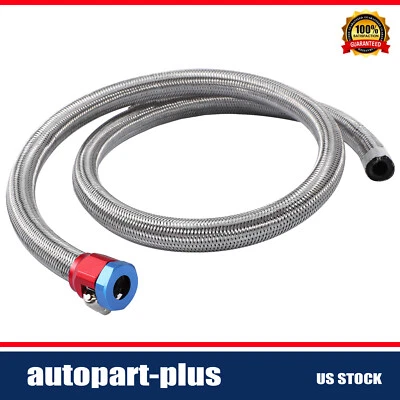 Flex 3/8" Stainless Steel Braid Fuel Oil Line Kit I.D. Hose Injected & 2 Clamps - Image 1 of 4