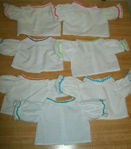 BLUSA BLANCA CON ENCAJE + AJUSTE RICRAC con 17 OPCIONES para 16-18" PARCHE DE REPOLLO CPK NIÑO - Imagen 1 de 31