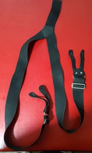 Bretelle bretelle Works By Welch larghe nere in pelle elastica con bottoni posteriori a Y - Foto 1 di 8