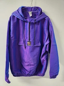 90s Style SURF STYLE Pullover Hooded Windbreaker Iridescent Purple One Size (s5) - Picture 1 of 8