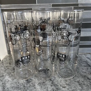 Vtg MC Libbey Horseless Carriage Tom Collins Ice Tea Tall Glasses 7" Set of 6 - Picture 1 of 4