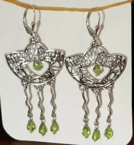 QVC Wanesia Misquadace Sterling Peridot Dangle Earrings - Picture 1 of 5