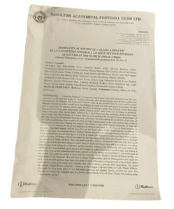 HAMILTON ACADEMICAL V ALLOA ATHLETIC - NOTFALLAUSGABE PROG / T'SHEET - 30.3.02 - Bild 1 von 1