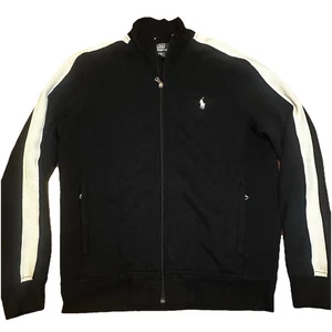Vintage Polo Ralph Lauren Herren Medium schwarz Reißverschluss Trainingsjacke weiß gestreift - Bild 1 von 6