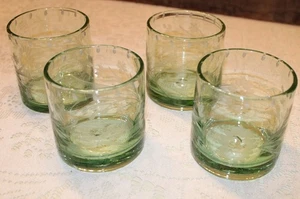 Set 4 Bicchieri Bobby Flay Doppio Old Fashioned Vetro Soffiato Verde Inciso a Mano - Foto 1 di 11