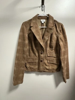 Chaqueta Blazer ANN TAYLOR LOFT Marrón Cuadros Suave Para Mujer’s 10 Academia Preppy Foto 1 de 4