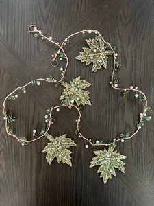 Guirnalda de Acción de Gracias de otoño hojas de arce con cuentas verdes madera 6 pies decoración de cosecha - Imagen 1 de 18
