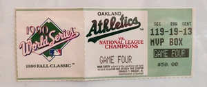 1990 World Series Ticket Game 4 - Oakland Athletics vs Cincinnati Reds - Picture 1 of 7