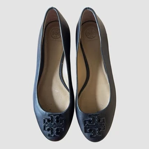 Bailarina plana Tory Burch de cuero negra US9 M - Imagen 1 de 6