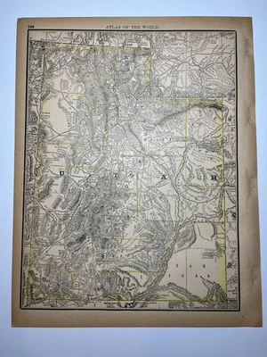 Mapa estatal UTAH 1890 FM 1890 Rand-McNally Atlas VER DESCRIPCIÓN Foto 1 de 3