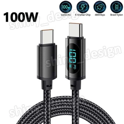 USB C to USB C Cable 100W PD Fast Charging Cord Type-C Charger with LED Display - Image 1 of 4