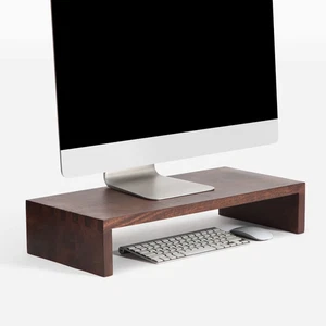 NEW Solid Wood Monitor Stand Riser, Ergonomic Desktop Shelf with Storage Space - Afbeelding 1 van 12