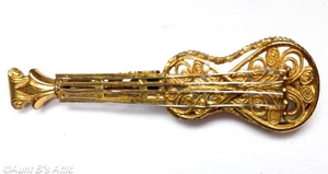 Musical Theme Vintage Mid To Late 20th Century Gold Tone Small Violin Pin/Brooch - Picture 1 of 6