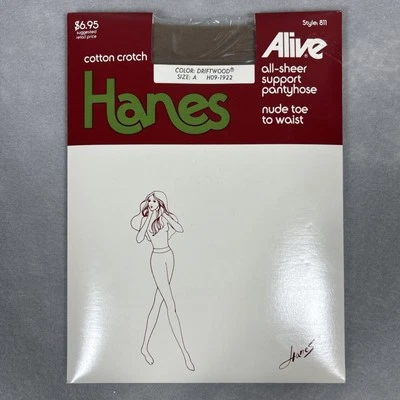 Hanes Alive Full Support Pantyhose Style 811  Driftwood SIZE  A Sheer Vtg - Image 1 of 4