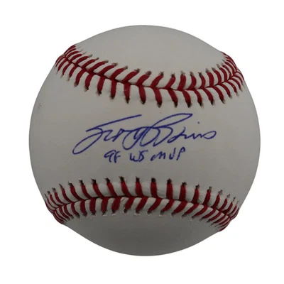 Auténtico béisbol OMLB firmado por Scott Brosius Yankees con inscripción Wish You Were Here 2 Foto 1 de 4