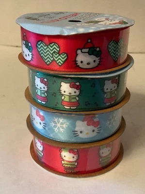 4 Rolls Multicolor Hello Kitty Christmas Ribbon Crafting Supplies NEW Sealed - Image 1 of 4