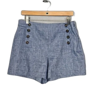 Ann Taylor Leinenmischung Matrosenshorts blau Gr. 8 Seitenreißverschluss mittlere Leibhöhe - Bild 1 von 8