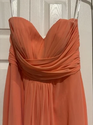 David's Bridal coral strapless size 6 dress Long - Image 1 of 4