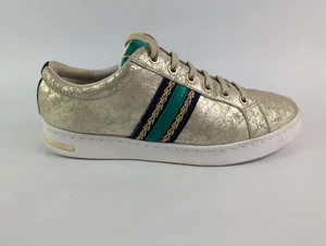 Geox Gold Leather Trainers Uk 7 Eu 40 - Picture 1 of 6