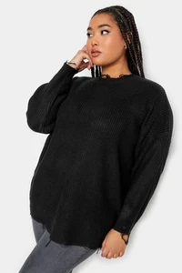 YOURS Plus Size Distressed Knitted Jumper - Picture 1 of 7